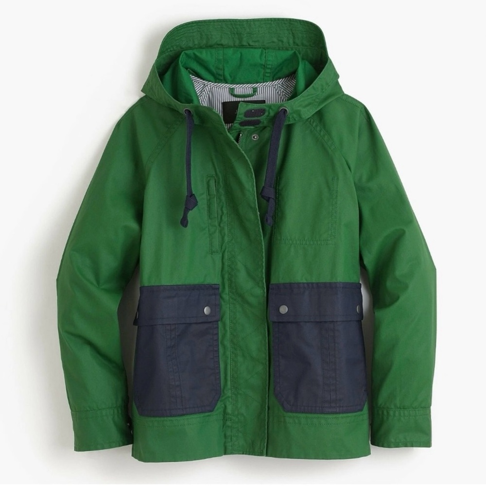 J Crew Women's Colorblock Waxed Cotton Jacket